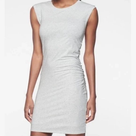 Athleta Dresses & Skirts - Athleta Carefree Striped Ruched Stretchy Tee Dress sz XS